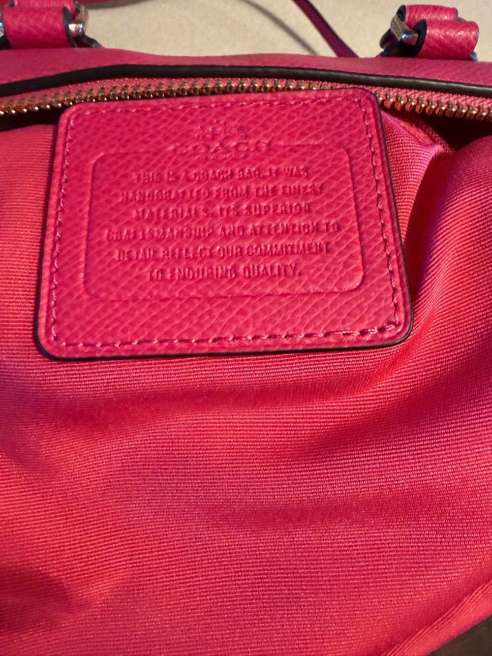 Coach Hot Pink Pebbled Leather Satchel with Gold Hardware - Picture 4 of 5